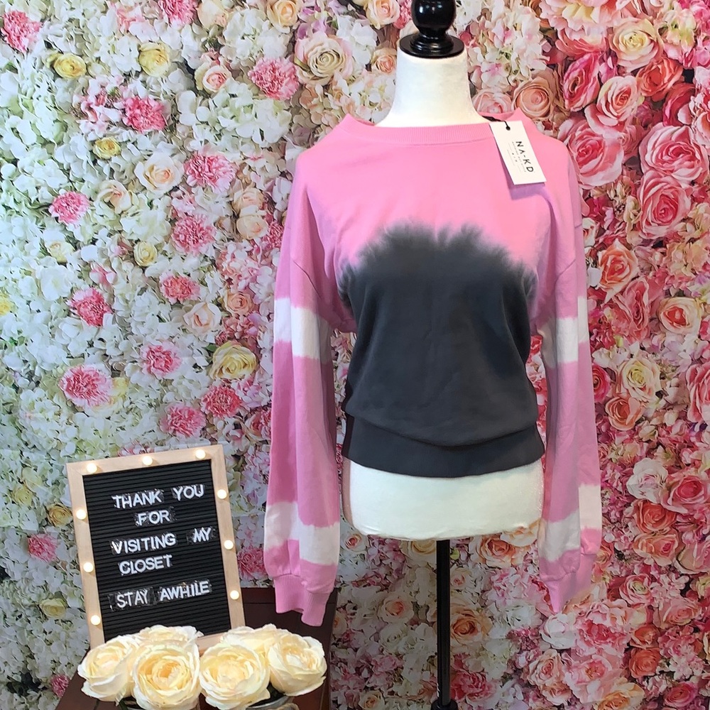 NA-KD Ombré pink to grey w/ white on sleeves